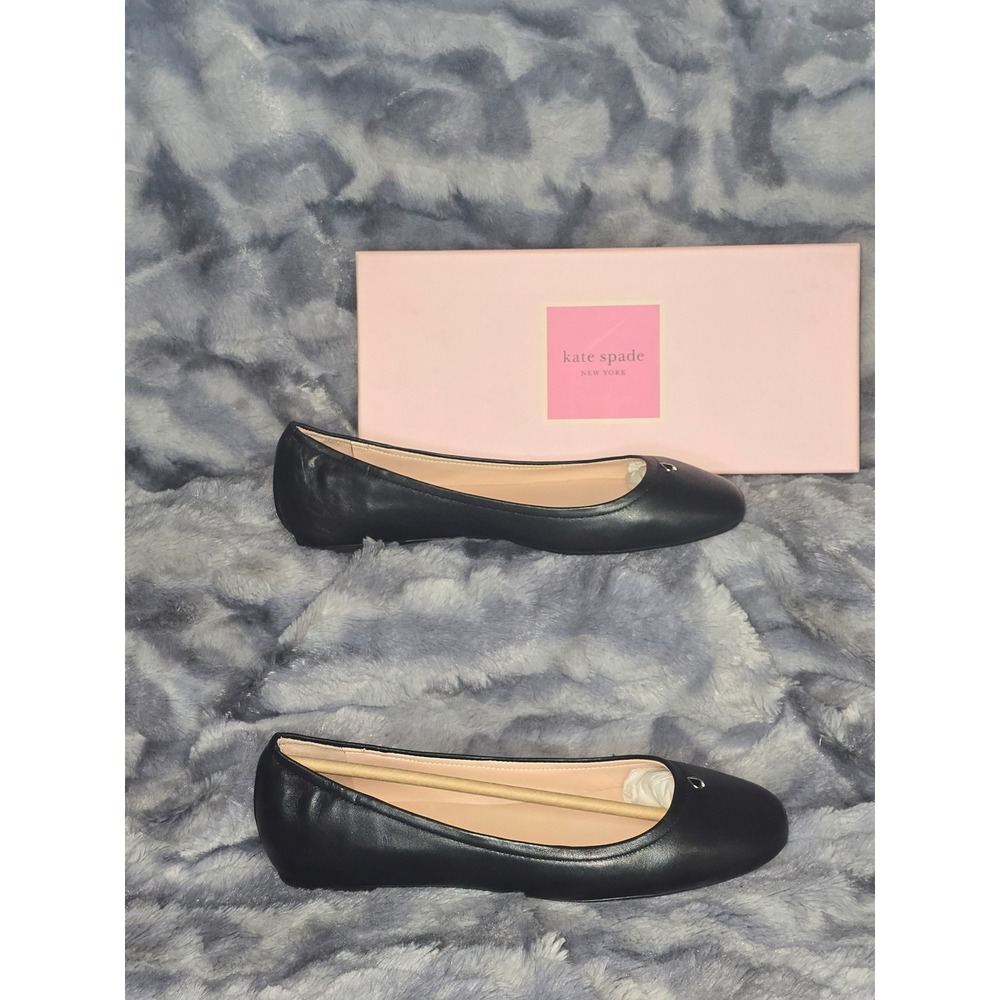 NWB Kate Spade New‎ York Kora Black Leather Ballet Flats Size 9.5